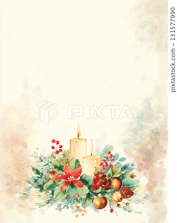Christmas watercolor frame background material with candles and flowers Christmas watercolor frame background material with candles and flowers 131577990