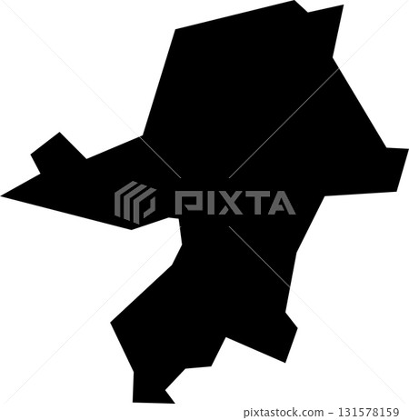 Simple map of Fukuoka prefecture (black) 131578159
