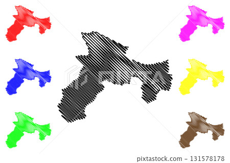 Bejaia Province (Provinces of Algeria, Peoples Democratic Republic of Algeria) map vector illustration, scribble sketch Bejaia map 131578178