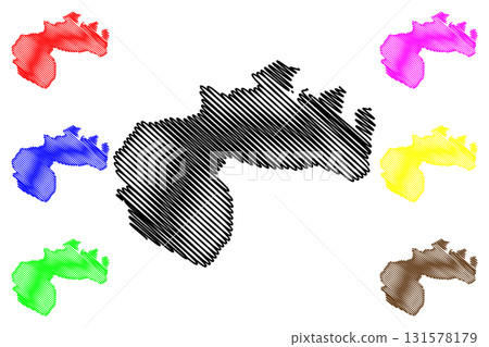 Biskra Province (Provinces of Algeria, Peoples Democratic Republic of Algeria) map vector illustration, scribble sketch Biskra map 131578179