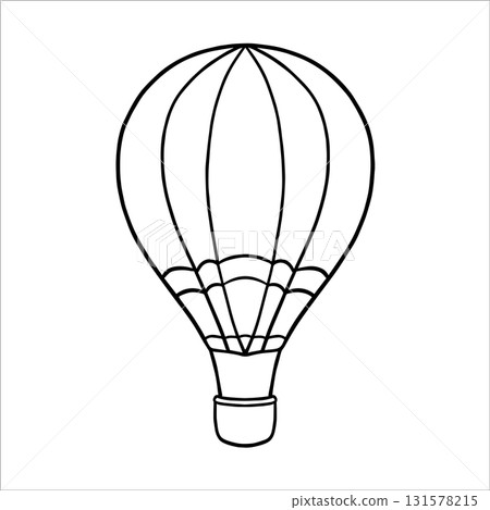 Vector illustration of a hot air Balloon. Linear drawing with airship in vintage sketch style. Contour image air Balloon. Hand drawn outline vintage hot air Balloon for invitations and nursery decor 131578215