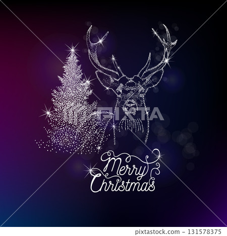 Luxury Christmas and Happy New Year holiday cover template. Design for postcard, greeting, wallpaper, poster. Not AI. Vector illustration 131578375