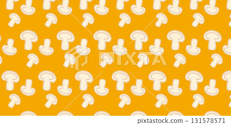 Champignons, mushrooms seamless vegan pattern. Great for organic food projects, printing, menus, and brand identity 131578571