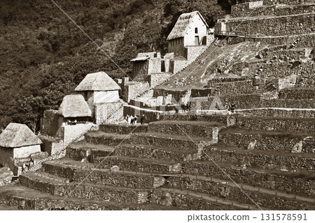 Dwellings in Machu Picchu ruins, Peru, South America Dwellings in Machu Picchu ruins, Peru, South America 131578591