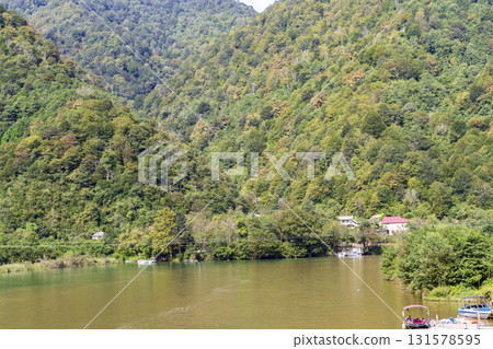 Georgia's Black and White Aragvi Rivers that meet but don't mix 131578595