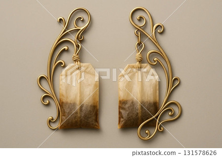 Earrings made from used tea bags 131578626