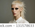Young woman with white hair and creative hairstyle 131578633