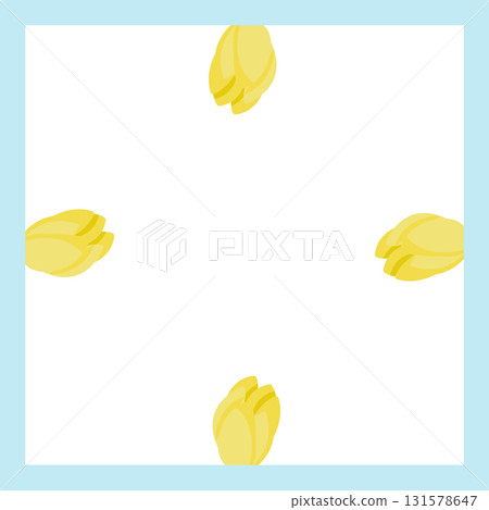 Frame with decorative corners made of multicolored tulips. Vector illustration isolated on blue background. Frame with decorative corners made of multicolored tulips. Vector illustration isolated on blue background. 131578647