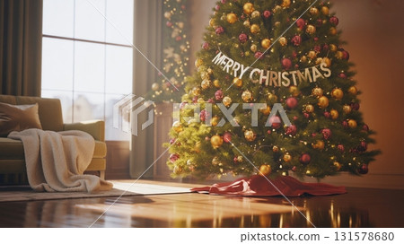 Christmas tree in cozy living room Christmas tree in cozy living room 131578680