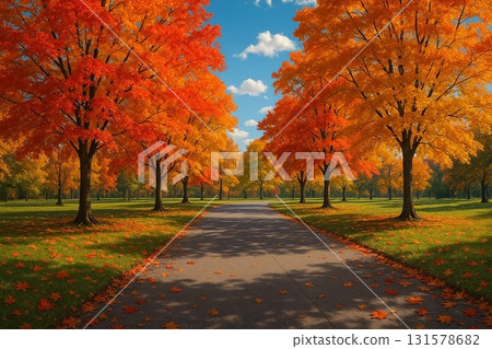 Autumn park with colorful foliage 131578682