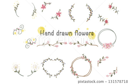 Hand-drawn cute flower frame set Hand-drawn cute flower frame set 131578718