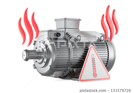 Electric motor overheating warning. 3D rendering 131578726