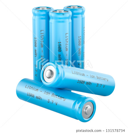 Lithium ion batteries 1500mAh 3.7V. 3D rendering 131578734