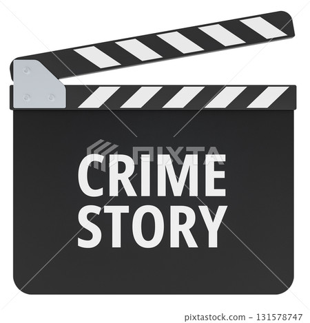 Crime Story, movie clapperboard. 3D rendering 131578747