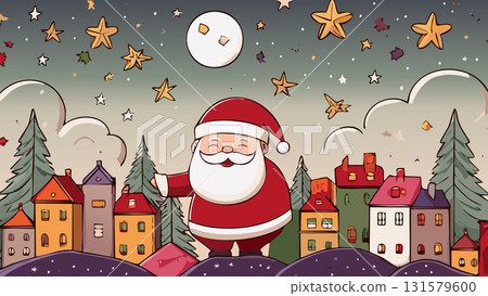 Smiling Santa Claus in Christmas night 131579600