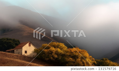 A tranquil landscape featuring rolling hills, bathed in soft, golden light A tranquil landscape featuring rolling hills, bathed in soft, golden light 131579716