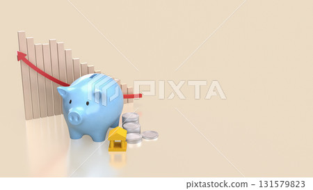 The Piggy Bank and Coins for Business or earn concept 3d rendering. The Piggy Bank and Coins for Business or earn concept 3d rendering. 131579823