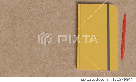 The Notebook and red pen for Background concept 3d Rendering. The Notebook and red pen for Background concept 3d Rendering. 131579844