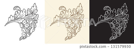 Scroll decorative element with leaves hand drawing vector illustration Scroll decorative element with leaves hand drawing vector illustration 131579930