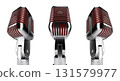 Classic Vintage Microphone Set with Red Inside Mesh Isolated on a White Background. 131579977