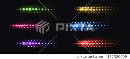 Colorful halftone shapes, glowing dynamic elements made from sparkling dots. Colorful halftone shapes, glowing dynamic elements made from sparkling dots. 131580009