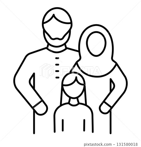 Arabic family, parents and daughter icon isolated 131580018