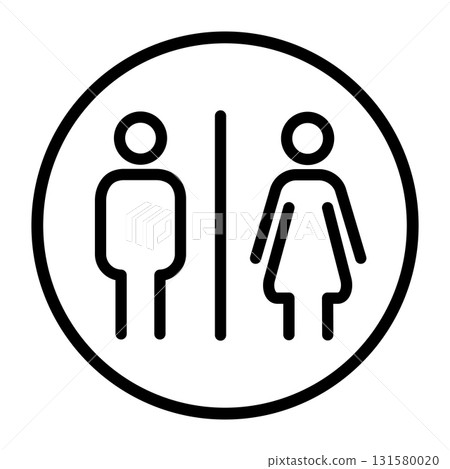 Set of square toilet outline icon showing symbols Set of square toilet outline icon showing symbols 131580020