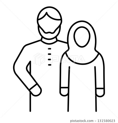 Cute muslim spouses outline icon Cute muslim spouses outline icon 131580023