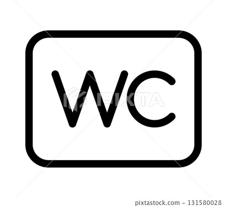 WC icon in black and white outline. Simple toilet WC icon in black and white outline. Simple toilet 131580028