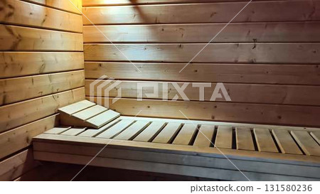 Experience Tranquility in a Relaxing Wooden Sauna with Adjustable Benches for Rejuvenation 131580236
