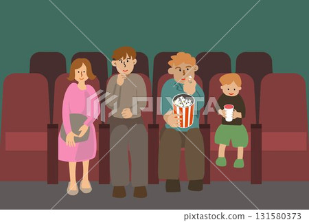 人們在電影院欣賞電影的插圖 131580373