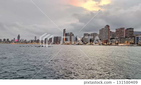 The Beautiful Scenic Coastal City Skyline at Dusk Showcasing Reflections on Water The Beautiful Scenic Coastal City Skyline at Dusk Showcasing Reflections on Water 131580409