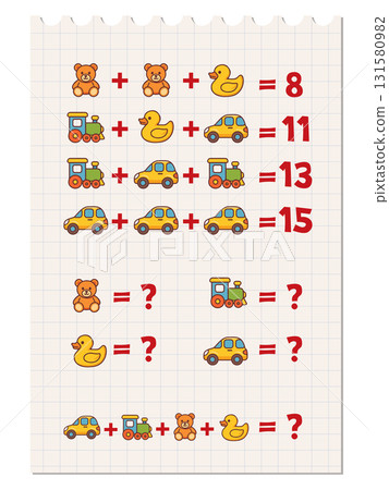 Fun math puzzle for kids with toys 131580982