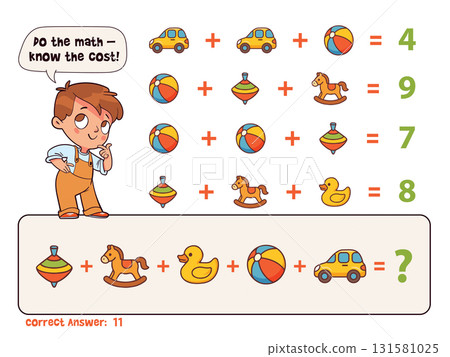 Colorful math puzzle with toys Colorful math puzzle with toys 131581025