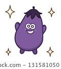 A cute and sparkling eggplant character illustration 131581050
