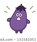 Cute eggplant character illustration with a surprised expression 131581051