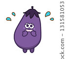 Cute eggplant character illustration in a cold sweat 131581053