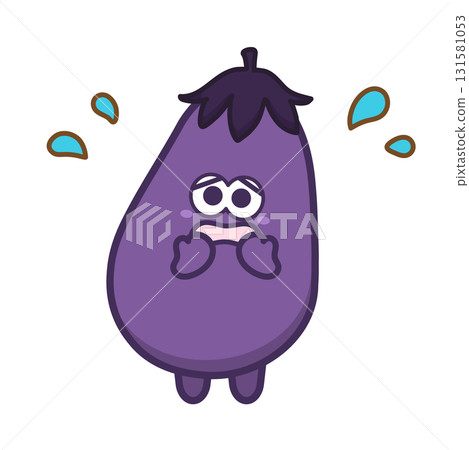 冷汗淋漓的可愛茄子人物插畫 冷汗淋漓的可愛茄子人物插畫 131581053