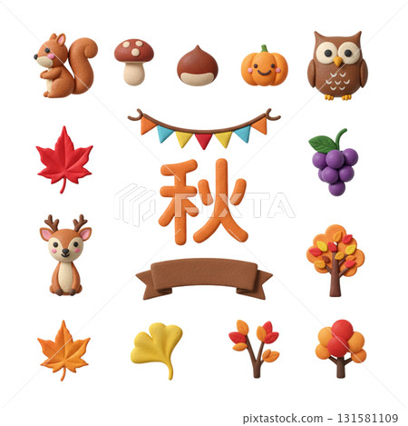 Autumn illustration set clay Autumn illustration set clay 131581109