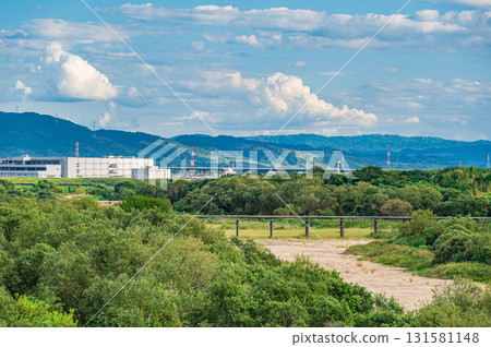 木津川風景：神津屋橋（流水橋）－京都府八幡市京都南路的景色 131581148