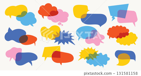 Colorful speech and thought bubbles set Colorful speech and thought bubbles set 131581158