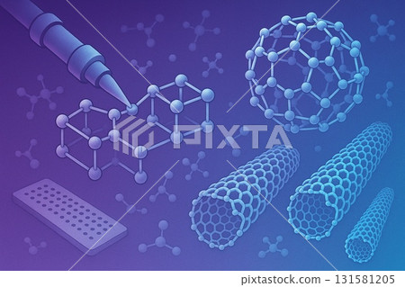 奈米技術與分子結構插圖概念 131581205
