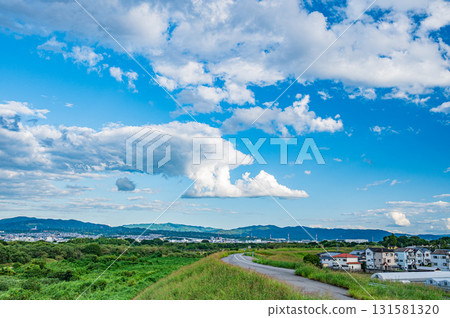京都府八幡市木津川風景 131581320