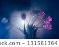 Neon Purple Tulips in Artistic Lighting 131581364
