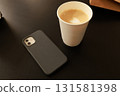 Minimalist Coffee and Modern Workspace Aesthetic 131581398