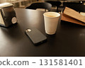 Minimalist Coffee and Modern Workspace Aesthetic 131581401