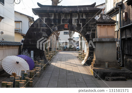 Stone gate at Kongojoji Temple in Yamaga City Stone gate at Kongojoji Temple in Yamaga City 131581571