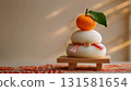 Traditional Kagami mochi and daidai (tangerine) Japanese New Year decorations 131581654