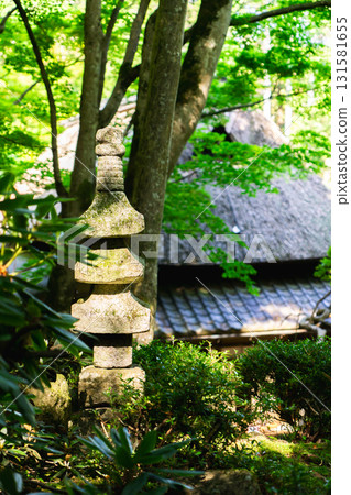 An ancient temple in Omihachiman, featuring a garden designed by Kobori Enshu, a moss garden and stone pagoda 131581655