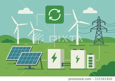 再生能源及供電系統概念圖 131581920